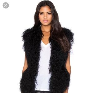 Michael Kors Black Mongolian Lamb Fur Vest
